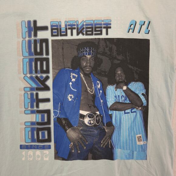 Outkast Rap Graphic Short Sleeve Crew Neck Shirt Mens Size Medium M Blue - Picture 4 of 9